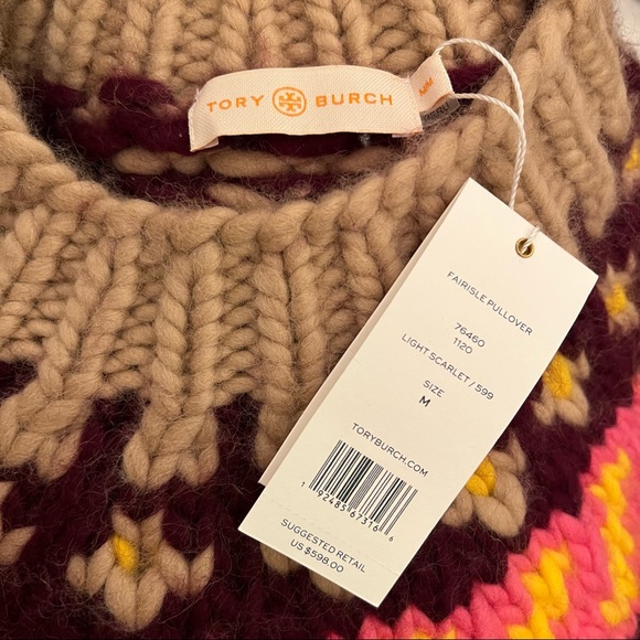 NWT Tory Burch Fair Isle Pullover Oversized Printed Sweater Knit - Picture 7 of 7